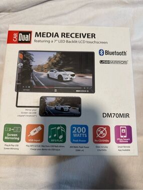 Dual DM70MIR 2-DIN USB Mirroring Mechless Digital Media 7" Touchscreen Reciever